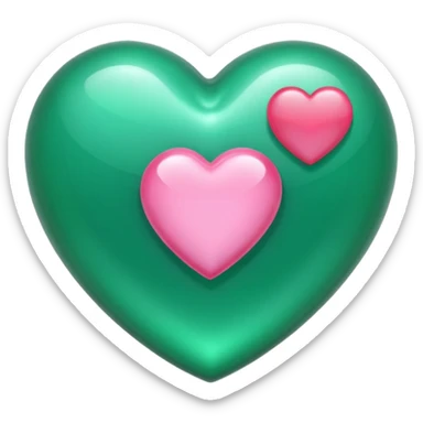 emerald heart with one mini pink heart inside of it  sticker