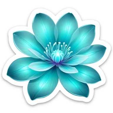 Pastel black and cyan iridescent transparent bio-luminescent flower sticker