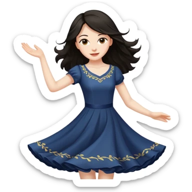 Long  Dark hair women twirling sticker