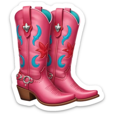 cowgirl boots cute a tiny bit of red and pink on it NO TEAL a little girlie sticker