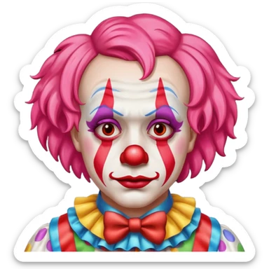 red glitter clown with the sad facial expression sticker