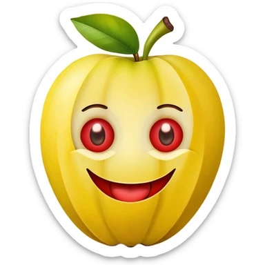 smiling face made from fruit with apples as eyes and banana as mouth sticker