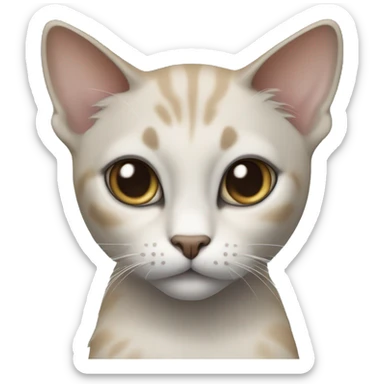 Thai breed realistic adult cat with a light cream-brown body, full dark gray face, ears, and paws. Short fur, sharp ears, striking light blue eyes  sticker