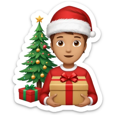 create a realistic emoji of a logistic woker under a christmas tree sticker