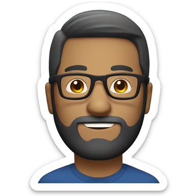 bold white men with small beard and soft glasses on pc computer sticker