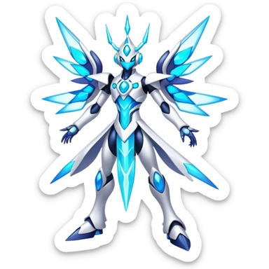 Shiny Futuristic Celestial Godly Divine Fakemon-Pokemon-Digimon-Spectrobes-fusion, full body sticker