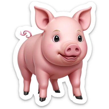 cinematic-[realistic pig]-realistic-full-body-standing-emoji,-tail-flicking-lazily,-head-tilted-dramatically,-sleek-[pink]-skin,-simplified-yet-realistic-focused-features,-highly-detailed,-glowing-with-an-almost-sarcastic-glow sticker