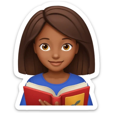 Pretty black girl with brown eyes and brown hair reading a romantic book sticker