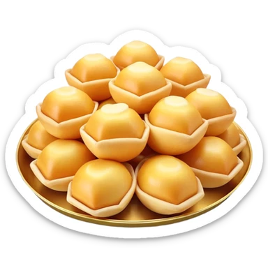 3D rendered authentic Hong Kong egg puffs (港式鸡蛋仔) on a street food tray, traditional hexagonal bubble shape, golden color, hyper-realistic texture, glossy finish, street food presentation sticker