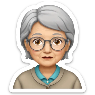 grandmother with glasses and gray hair, grizzle sticker