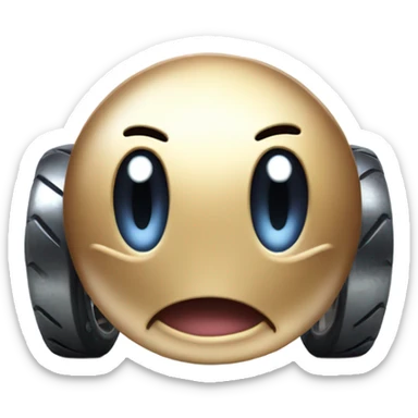 Metal cute mad Kirby ball driving on 4 car wheels sticker