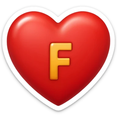 un corazon rojo con la letra f en el centro pero para un emoji sticker