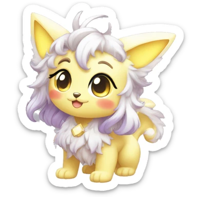 Cute Kawaii Chibi Anthro Sona Colorful Ethereal Pretty see Godly Celestial Shiny Fakemon Full Body sticker