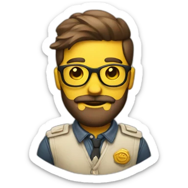 yellow skin hipster wearing badge sticker
