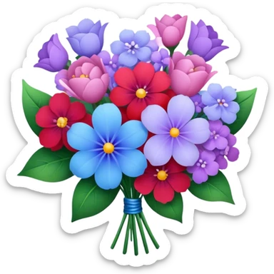 Bouquet of blue, red, pink and lilac flowers sticker