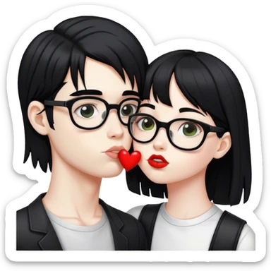 nerd kissing black hair emo girl  sticker