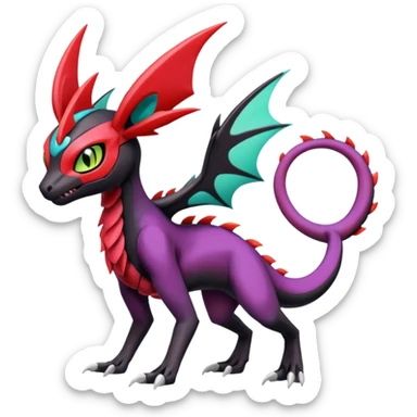 Colorful Cool Badass  Meloetta-Noibat-Noivern-Salandit-Guilmon-Darkrai-Pokémon-Fakémon-fusion-hybrid-creature sticker
