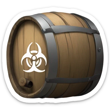 Biohazard symbol on a barrel sticker