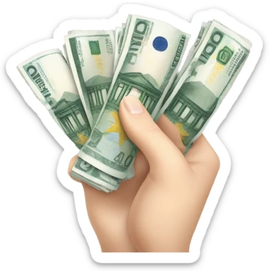 a hand with light skin and manicure holding money in euro banknotes sticker