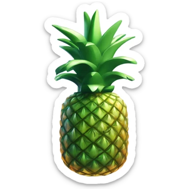 3D elegant pineapple🍍  with big shiny eyes 👀 pineapple holds mirror with its reflection 🪞🍍 sticker