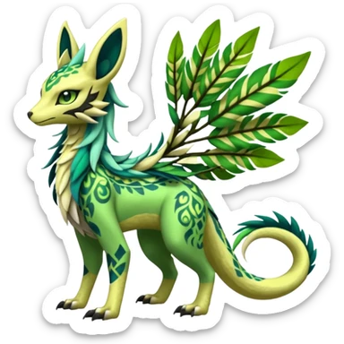  Exotic Ivy Dragonic Feathery ScalyMeloetta-Zygarde-Zeraora-Renamon-Protogen-Palkia-hybrid-fusion-Fakémon-creature, full body sticker
