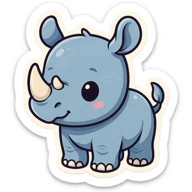 cute blue baby rhinoceros sticker