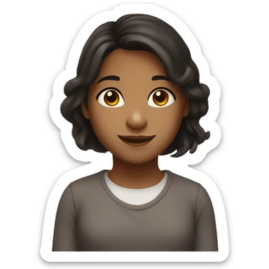 smiling girl with dark brown hair, afew freckles on her nose, and brown eyes sticker