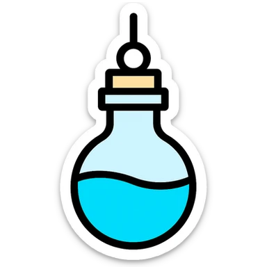 minimalist, elegant, and professional Discord role icon of a hanging elixir bottle with a rounded base, glass style, filled with #6fe8f3 sticker