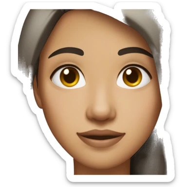 Woman with black eyes, long dark brown hair, medium fair skin, heart shaped face, and freckles sticker