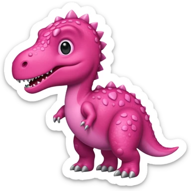 Crea un emoji de un dinosaurio de color rosa sticker