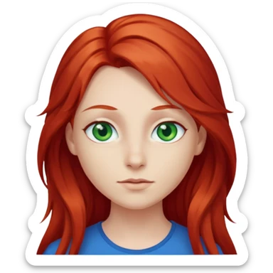 Like the first but her eye green  and blue and her hair red that brolong herwn  sticker