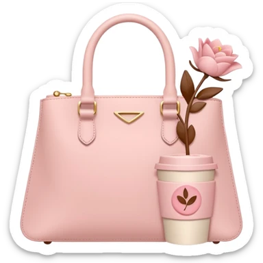 Minimal feminine icon representing girls’ lifestyle, subtle elements of lipstick, coffee cup, flower, handbag merged into one simple symbol, pastel color palette, flat design, modern and friendly, social media–ready. sticker