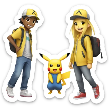 Pikatchua and Ash from pokemon  sticker