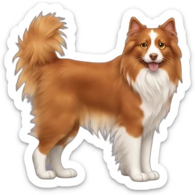 long haired siberian ginger cat and brown border collie dog sticker
