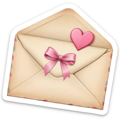 "A romantic love letter in an envelope sealed with a heart-shaped stamp and a pink ribbon, vintage style." sticker