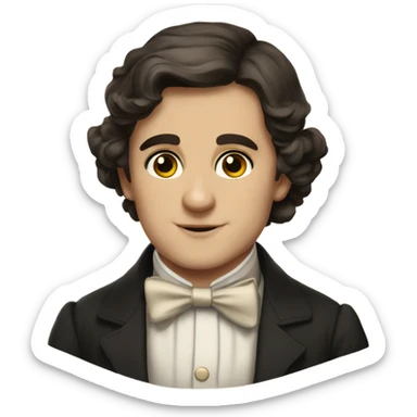 19th century brunette European young man with a bow tie sticker