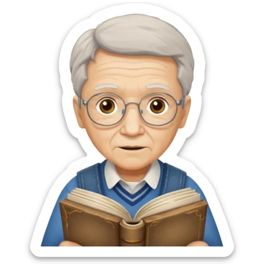 elderly holding book sticker