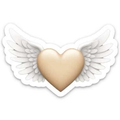 beige heart with white angel wings sticker