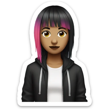 Emo girl full body with dyed bangs sticker