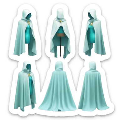 faceless mannequin flapping aquamarine gemstone white cape sticker