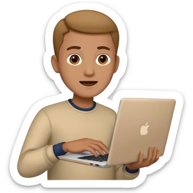 emoji of men which is holding a laptop and speaking sticker