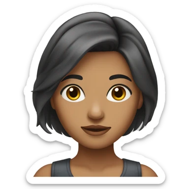 Girl with olive skin, brunette mid-length hair and hazel eyes sticker