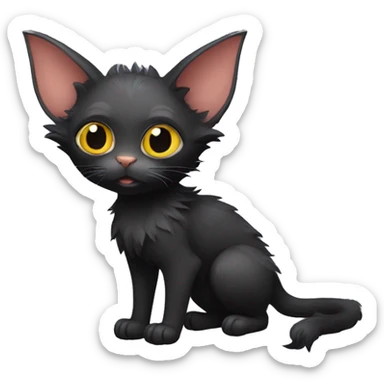 Black Lykoi cat with bat wings full body sticker