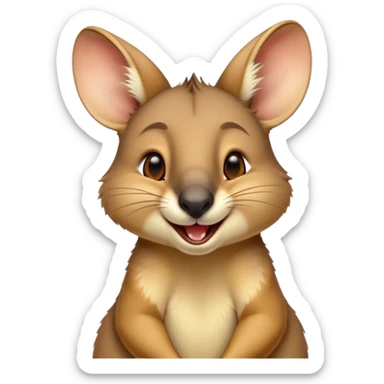 Cinematic Cute Yawning Wallaby Portrait Emoji, Head tilted slightly with a dramatic, wide-open yawn, showcasing a soft, downy tan fur with gently drooping ears, round amber eyes barely open in drowsy contentment, Simplified yet irresistibly adorable features, highly detailed, glowing with a soft, cozy glow, high shine, relaxed yet expressive, stylized with a touch of outback charm, bright and endearing, soft glowing outline, capturing the essence of a sleepy yet affectionate wallaby, so drowsy it feels like it could stretch out of the screen and curl up for a nap! sticker