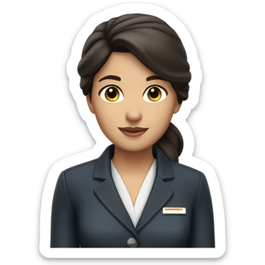 flight attendant dark brown hair  brown eyes sticker
