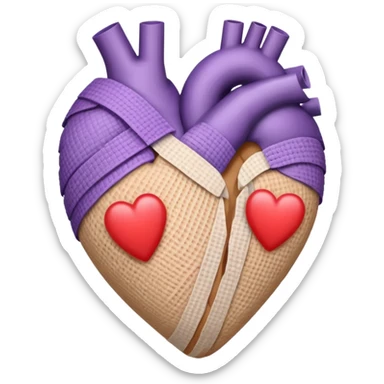 heart with subtle purple colour bandaged  sticker