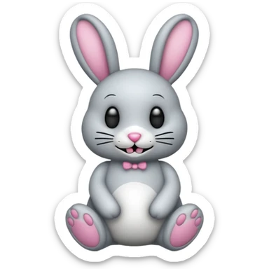 Emoji d'une peluche lapin squelette noir qui dit bonjour sticker