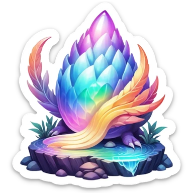 Epic divine complex detailed iridescent gradients aesthetic-Fakémon-creature-scenery sticker