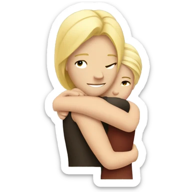 blonde girl hugs a guy sticker