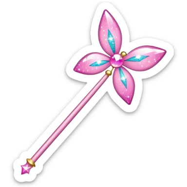 Fairy wand  pink with glitte sticker